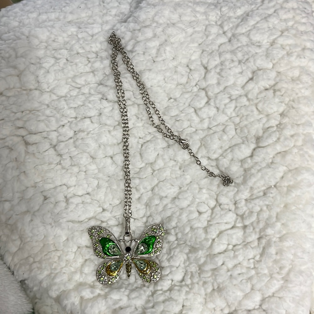 Green butterfly necklace